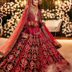 Regal Red Embroidered Bridal Lehenga Set