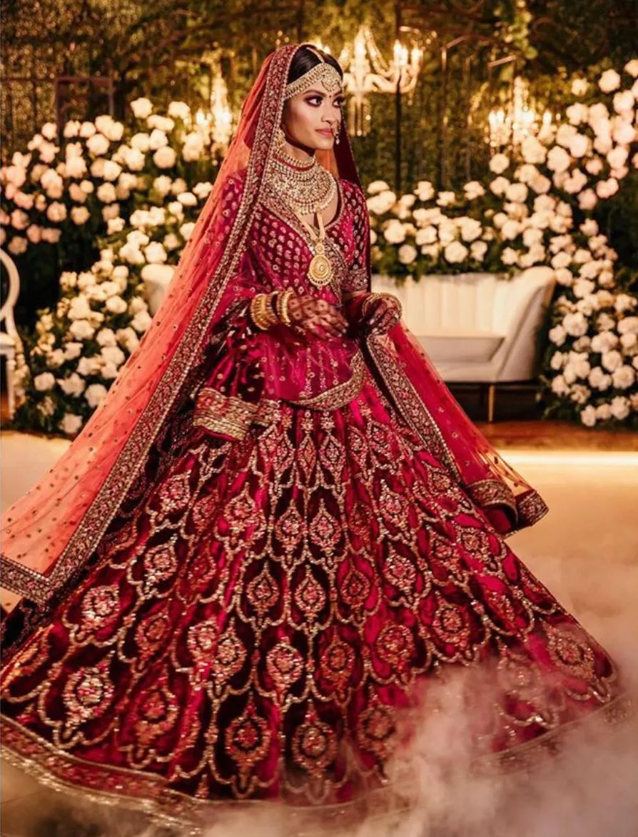 Regal Red Embroidered Bridal Lehenga Set
