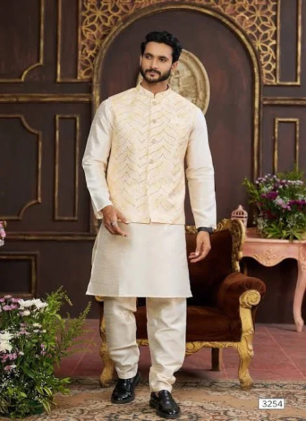 Men’s Designer Silk Kurta with Pajama – Boutique Ethnic Wear